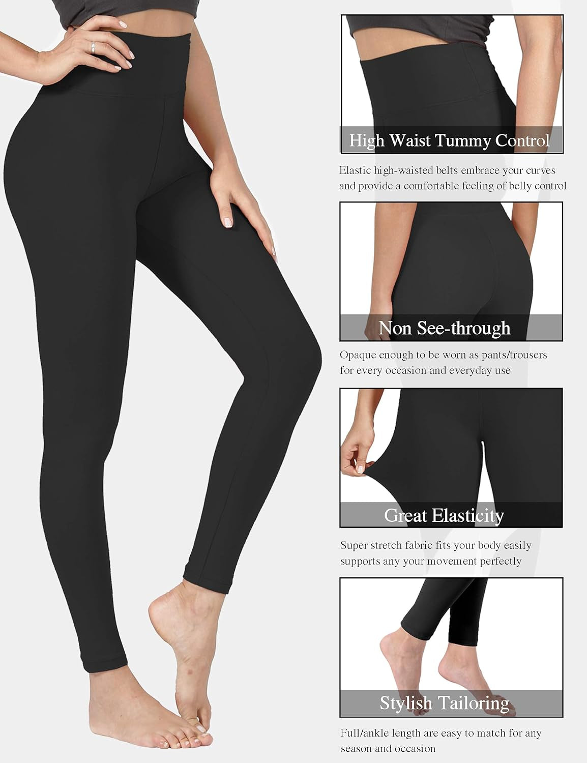 Buttery Soft High Waisted Leggings for Women - Tummy Control Stretchy Workout & Yoga Pants (S-3XL)