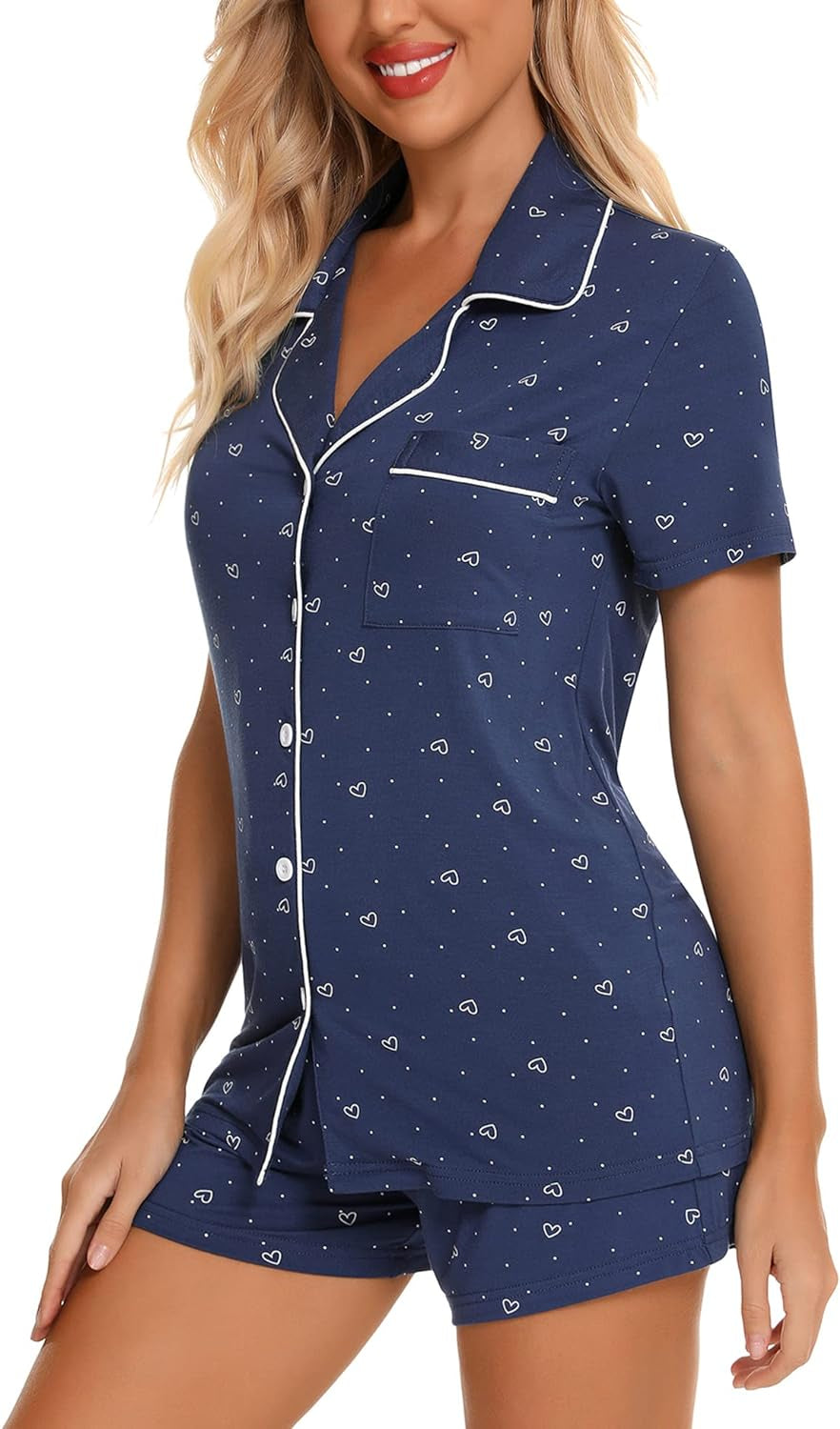 Cozy Comfort: Women's Short Sleeve Pajama Set - Soft Button-Down Sleepwear with Shorts (S-XXL)