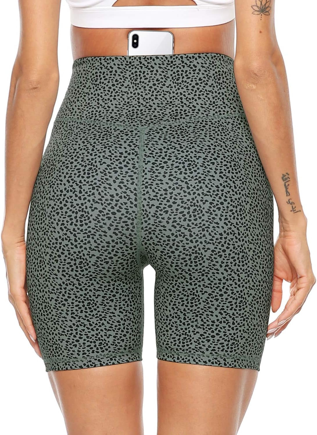 Women's High Waist Tummy Control Yoga Shorts with 2 Hidden Pockets - Non See-Through Athletic Comfort