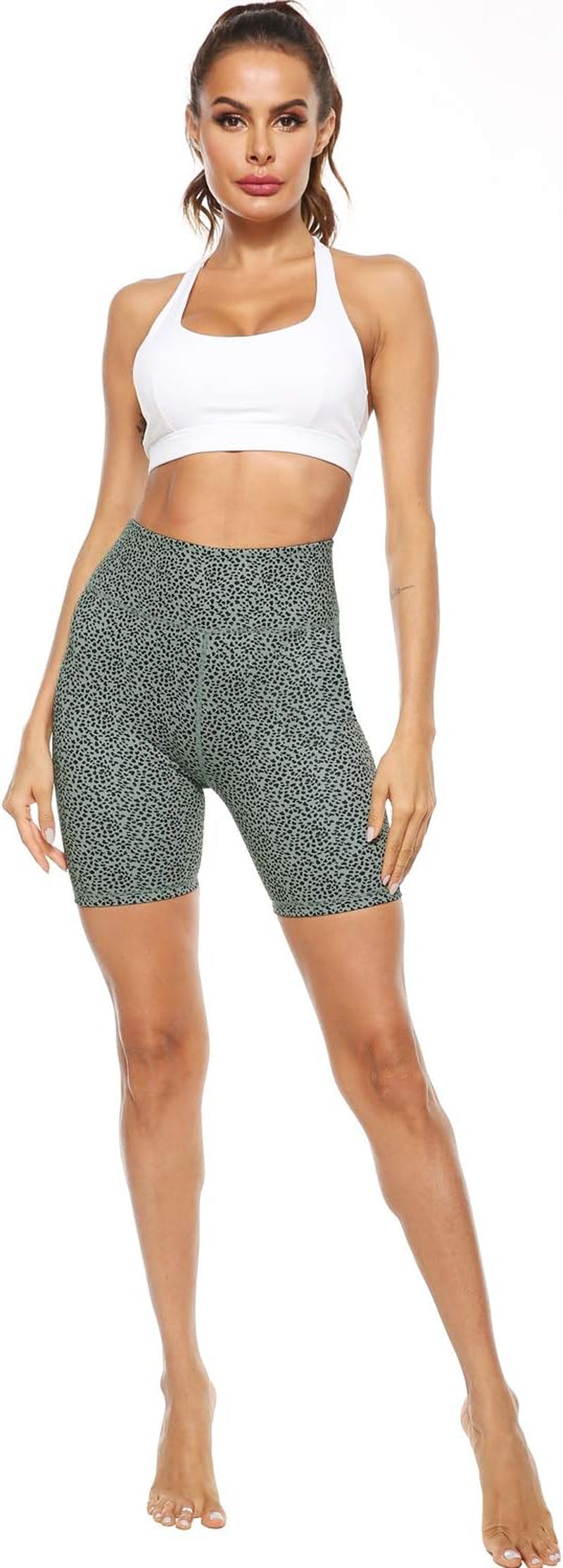 Women's High Waist Tummy Control Yoga Shorts with 2 Hidden Pockets - Non See-Through Athletic Comfort