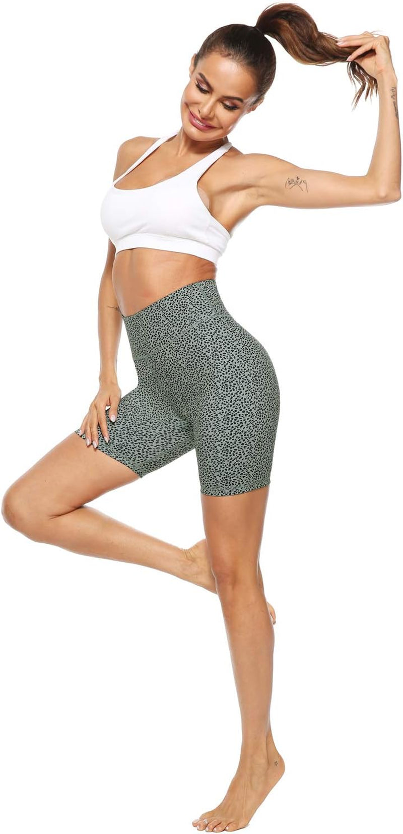 Women's High Waist Tummy Control Yoga Shorts with 2 Hidden Pockets - Non See-Through Athletic Comfort