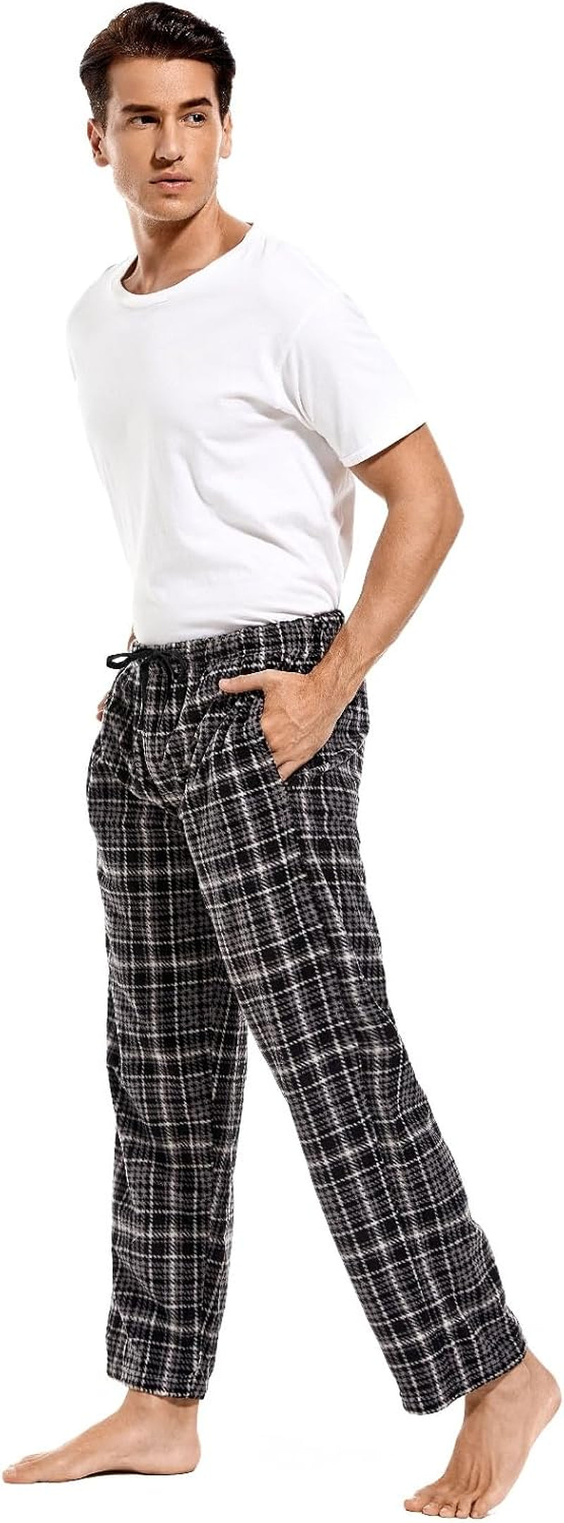 Cozy Men's Fleece Lounge Pants - Plaid Pajama Bottoms with Pockets (1Pack or 3Pack)