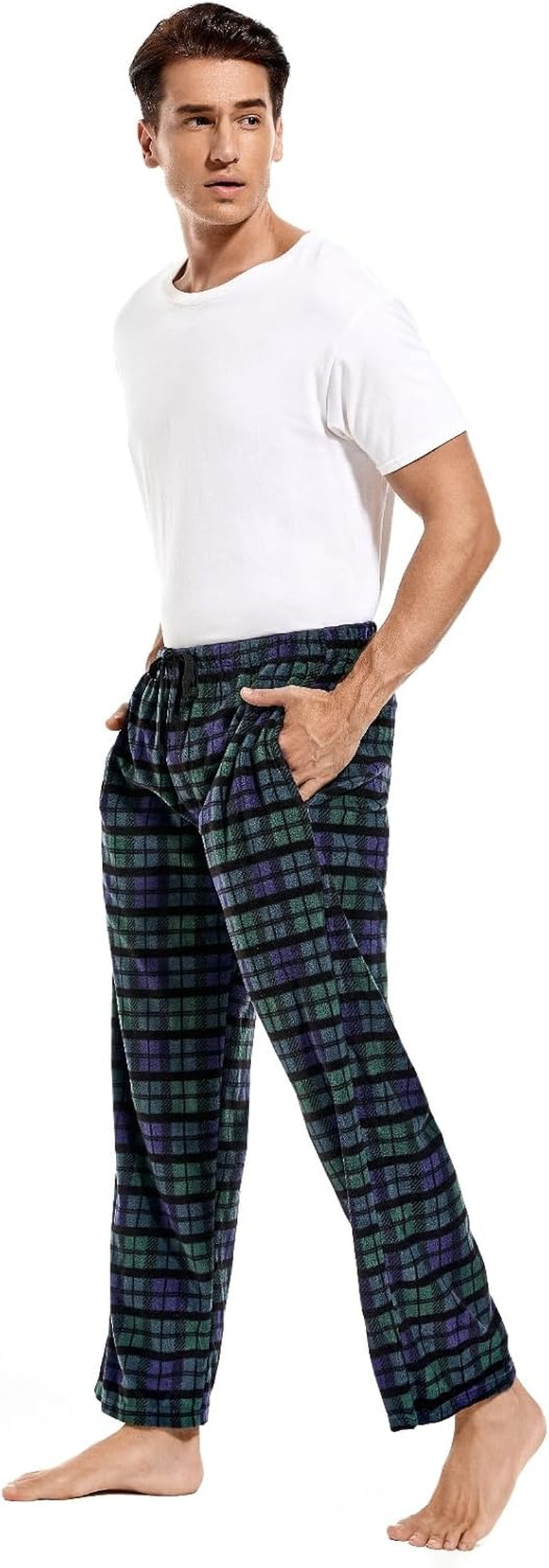 Cozy Men's Fleece Lounge Pants - Plaid Pajama Bottoms with Pockets (1Pack or 3Pack)
